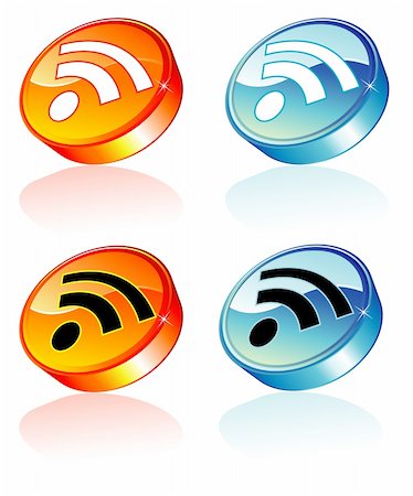 simsearch:400-04321465,k - Rss feed colorful and glossy button with reflection Stock Photo - Budget Royalty-Free & Subscription, Code: 400-04101358