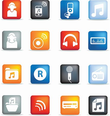 A set of modern icon illustrations for the music and entertainment industry Stock Photo - Budget Royalty-Free & Subscription, Code: 400-04101873