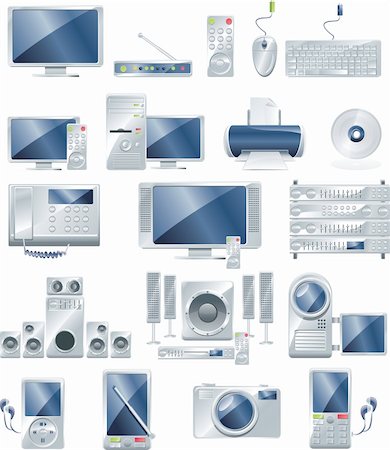 simsearch:400-04122568,k - Set of computer and other electronical objects Fotografie stock - Microstock e Abbonamento, Codice: 400-04102179