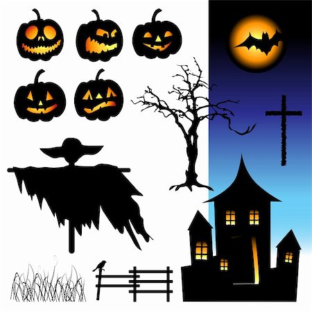 simsearch:400-09081867,k - Halloween night, elements for your design Fotografie stock - Microstock e Abbonamento, Codice: 400-04102281