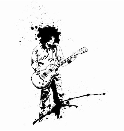 pop art painting - vector guitar black player on a white background Stock Photo - Budget Royalty-Free & Subscription, Code: 400-04102794