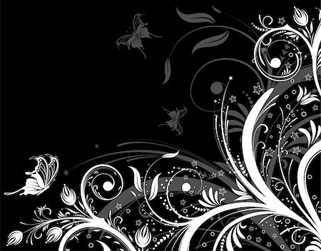 simsearch:400-04136291,k - Flower background with butterfly, element for design, vector illustration Foto de stock - Super Valor sin royalties y Suscripción, Código: 400-04102804
