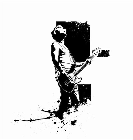 pop art painting - vector guitar black player on a white background Stock Photo - Budget Royalty-Free & Subscription, Code: 400-04102860