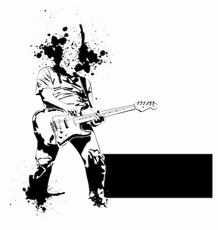pop art painting - vector guitar black player on a white background Stock Photo - Budget Royalty-Free & Subscription, Code: 400-04102862