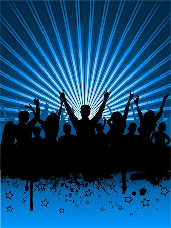 simsearch:400-04969579,k - Silhouettes of an excited audience on grunge starburst Stock Photo - Budget Royalty-Free & Subscription, Code: 400-04102900