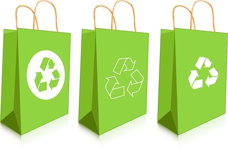 recycling fashion - Empty paper shopping bags with ecology symbols Stock Photo - Budget Royalty-Free & Subscription, Code: 400-04102974