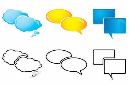person words speech bubble not phone not outdoors - Speech Bubbles, glossy and outline. Please check my portfolio for more cartoon illustrations. Stock Photo - Budget Royalty-Free & Subscription, Code: 400-04103519