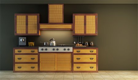 simsearch:400-08315056,k - modern kitchen interior 3d rendering Fotografie stock - Microstock e Abbonamento, Codice: 400-04103584