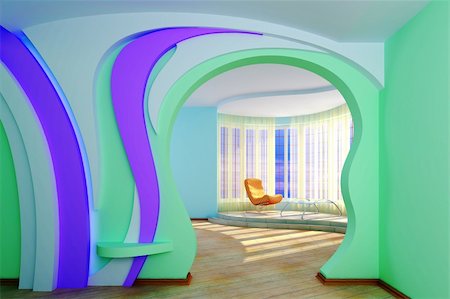 Home interior. Modern color saturated design. Stockbilder - Microstock & Abonnement, Bildnummer: 400-04103730