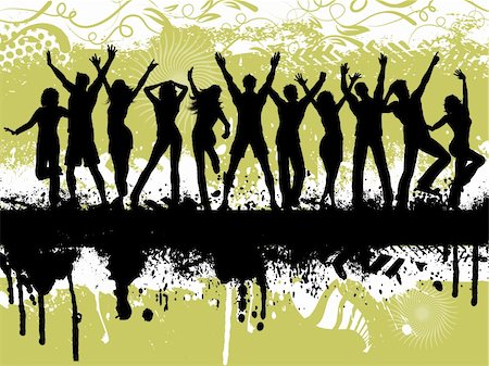 Silhouettes of people dancing on grunge background Stock Photo - Budget Royalty-Free & Subscription, Code: 400-04114215
