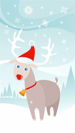 santa claus ski - christmas deer Foto de stock - Super Valor sin royalties y Suscripción, Código: 400-04114239