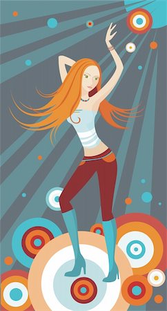 elements of dance action cartoon - vector illustration with a young beautiful dancing girl Stock Photo - Budget Royalty-Free & Subscription, Code: 400-04114233