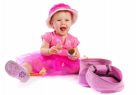 Cheerful baby girl in pink Stock Photo - Budget Royalty-Free & Subscription, Code: 400-04114324
