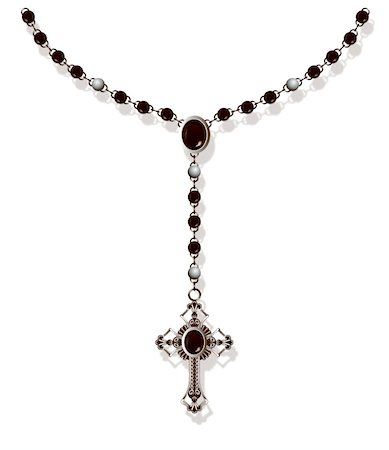 A vector illustration of a rosary necklace.  (Every piece can be ungrouped and manipulated) Foto de stock - Super Valor sin royalties y Suscripción, Código: 400-04115023