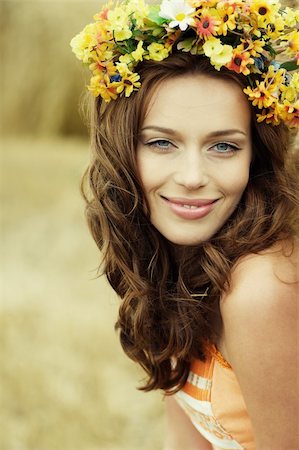 autumn woman close-up portrait with nature on the background Stock Photo - Budget Royalty-Free & Subscription, Code: 400-04115057