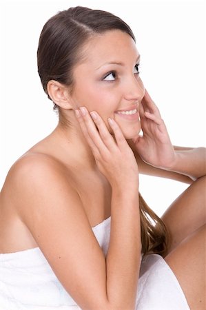 simsearch:400-06131065,k - attractive girl applying cream . isolated over white background Stockbilder - Microstock & Abonnement, Bildnummer: 400-04115080