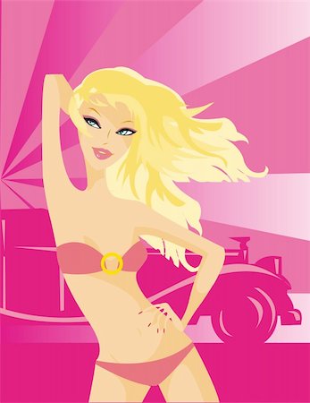 sexy girl over car background Stock Photo - Budget Royalty-Free & Subscription, Code: 400-04115177