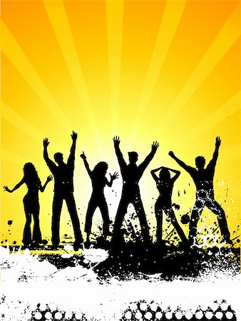 simsearch:400-04969579,k - Silhouettes of people dancing on grunge background Stock Photo - Budget Royalty-Free & Subscription, Code: 400-04115202