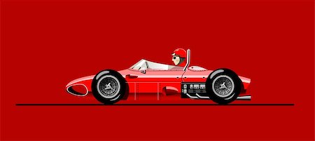 road racer - vector illustration of retro formula 1 racing car Ferari F- 156, “Sharknose”, 1961 Foto de stock - Super Valor sin royalties y Suscripción, Código: 400-04115365