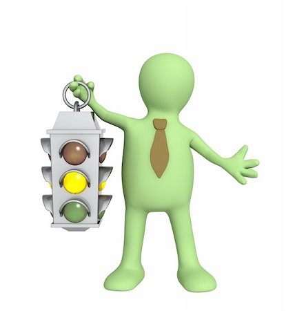 Puppet - businessman with traffic-light Stock Photo - Budget Royalty-Free & Subscription, Code: 400-04115568