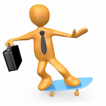 Computer Generated Image - Businessman On Skateboard. Stock Photo - Budget Royalty-Free & Subscription, Code: 400-04116118