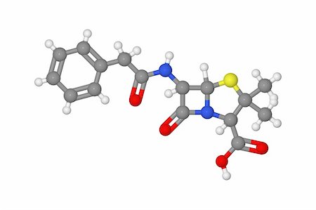 Ball and stick model of penicillin molecule isolated on white background Stock Photo - Budget Royalty-Free & Subscription, Code: 400-04116257