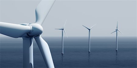 3d rendering of windturbines on the ocean Stock Photo - Budget Royalty-Free & Subscription, Code: 400-04116755