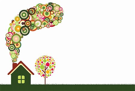spring house concept - Retro Ecology Background. Retro Vector Collection. Stock Photo - Budget Royalty-Free & Subscription, Code: 400-04116948