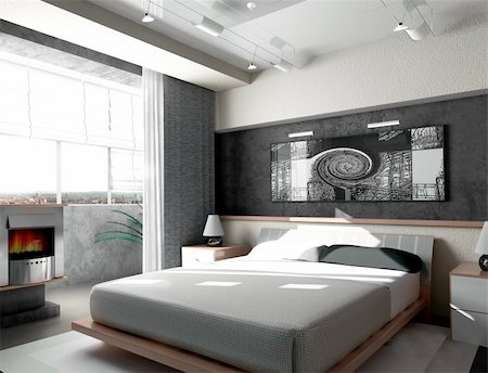 simsearch:400-03979104,k - Interior of a sleeping room 3d render Stockbilder - Microstock & Abonnement, Bildnummer: 400-04116943