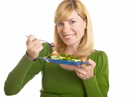sergeitelegin (artist) - young woman holding in her hand a bowl of salad Stock Photo - Budget Royalty-Free & Subscription, Code: 400-04117319