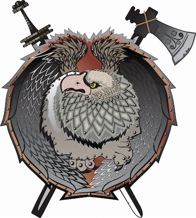 sharpner (artist) - Shield with griffins, (mystical creature) Stockbilder - Microstock & Abonnement, Bildnummer: 400-04117354