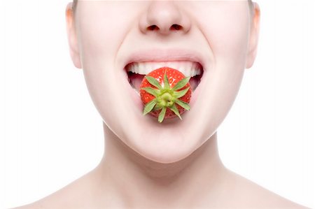 simsearch:400-04513818,k - beautiful girl with a strawberry in the mouth Stock Photo - Budget Royalty-Free & Subscription, Code: 400-04117442