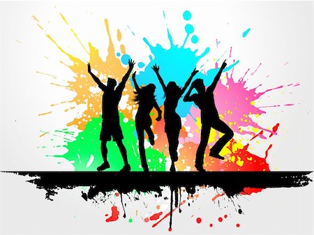 simsearch:400-04969579,k - Silhouettes of people dancing on grunge background Stock Photo - Budget Royalty-Free & Subscription, Code: 400-04117675