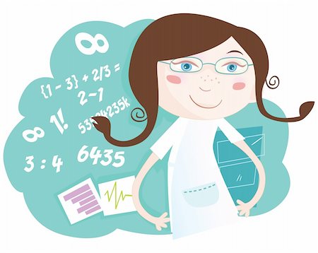 simsearch:400-07049919,k - She love math! Vector girl character with numbers. Art Vector Illustration. See similar pictures in my portfolio! Fotografie stock - Microstock e Abbonamento, Codice: 400-04117835