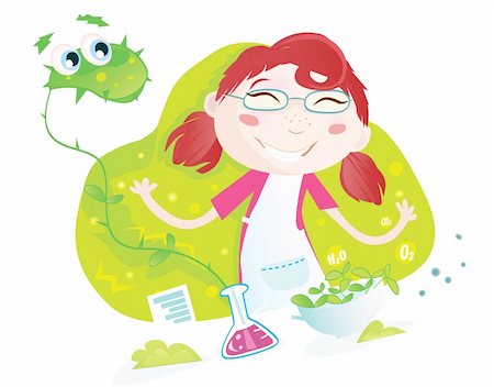 Heelp! Girl cultivated monster-plant! Vector Illustration. See similar pictures in my portfolio! Stock Photo - Budget Royalty-Free & Subscription, Code: 400-04118131