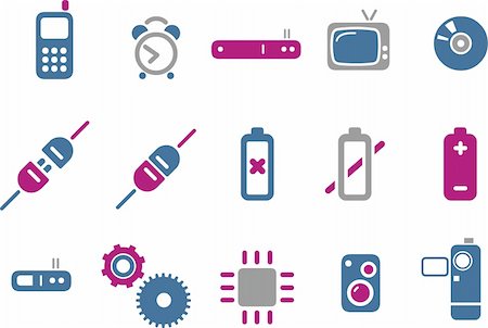 simsearch:6111-06728857,k - Vector icons pack - Blue-Fuchsia Series, electronic collection Stock Photo - Budget Royalty-Free & Subscription, Code: 400-04118753