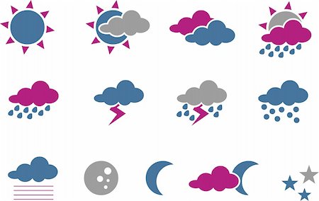 simsearch:400-04088772,k - Vector icons pack - Blue-Fuchsia Series, weather collection Stock Photo - Budget Royalty-Free & Subscription, Code: 400-04118768