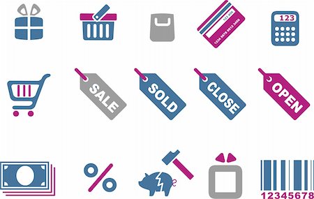 Vector icons pack - Blue-Fuchsia Series, shopping collection Stock Photo - Budget Royalty-Free & Subscription, Code: 400-04118760