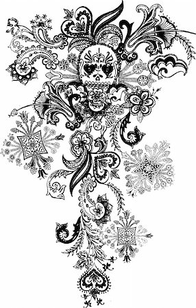 Skull paisley rock tattoo emblem illustration Stock Photo - Budget Royalty-Free & Subscription, Code: 400-04118843