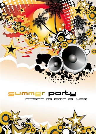 Disco Dance Tropical Music Flyer with colorful background Stock Photo - Budget Royalty-Free & Subscription, Code: 400-04118867