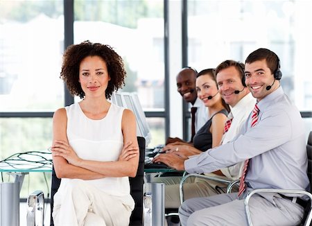 simsearch:400-04291703,k - Multi-ethnic business team working in a call center Stock Photo - Budget Royalty-Free & Subscription, Code: 400-04119321