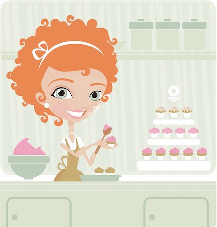 Women cooks cupcakes Stock Photo - Budget Royalty-Free & Subscription, Code: 400-04119721