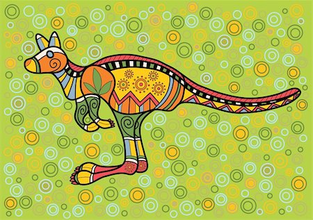 red kangaroo of australia - Multicolored kangaroo in ethnic Australian pattern style Stock Photo - Budget Royalty-Free & Subscription, Code: 400-04119739