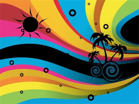 simsearch:400-04069932,k - summer background with rainbow waves and stars Stock Photo - Budget Royalty-Free & Subscription, Code: 400-04110076
