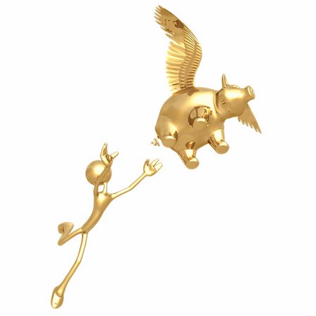 pigs fly - A Concept And Presentation Figure In 3D Stock Photo - Budget Royalty-Free & Subscription, Code: 400-04110214