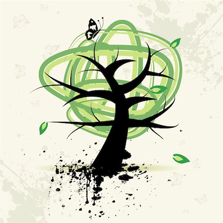 Art tree, grunge background Stock Photo - Budget Royalty-Free & Subscription, Code: 400-04110480