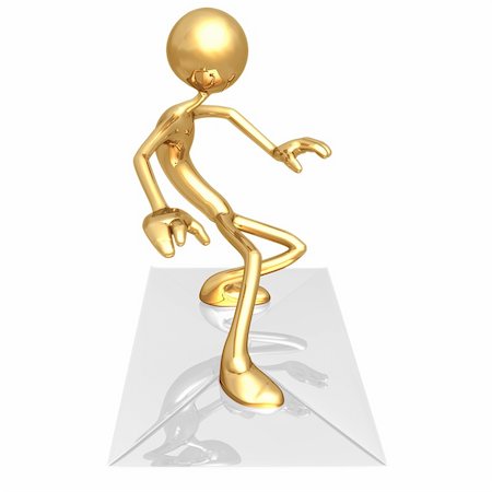 simsearch:400-05910768,k - A Gold Guy Email Concept And Presentation Figure In 3D Foto de stock - Royalty-Free Super Valor e Assinatura, Número: 400-04110635