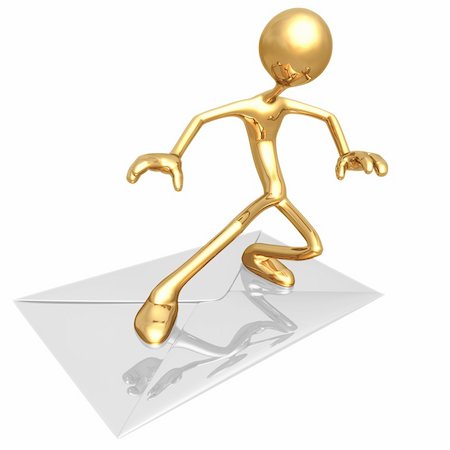 simsearch:400-05910768,k - A Gold Guy Email Concept And Presentation Figure In 3D Foto de stock - Royalty-Free Super Valor e Assinatura, Número: 400-04110636