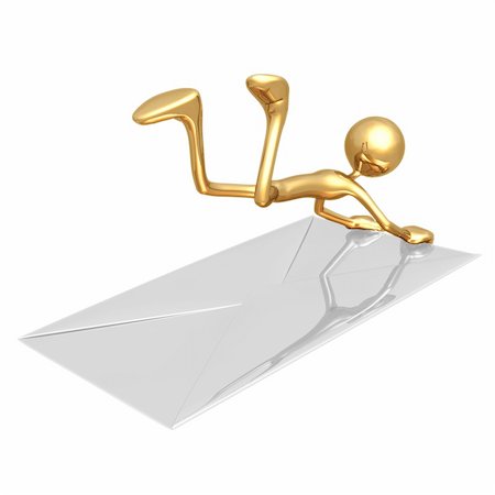 simsearch:400-05910768,k - A Gold Guy Email Concept And Presentation Figure In 3D Foto de stock - Royalty-Free Super Valor e Assinatura, Número: 400-04110637