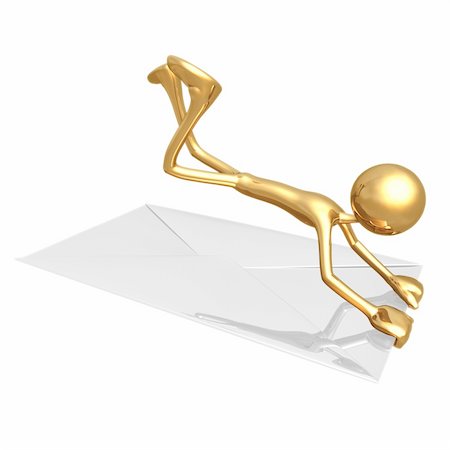 simsearch:400-05910768,k - A Gold Guy Email Concept And Presentation Figure In 3D Foto de stock - Royalty-Free Super Valor e Assinatura, Número: 400-04110638